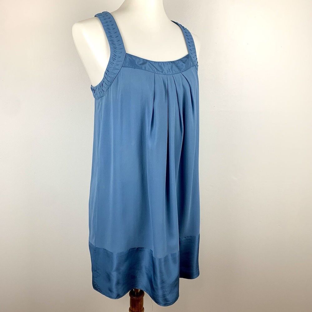 Banana Republic100% Silk Chiffon Shift Sleeveless short Dress Lined Medium Blue